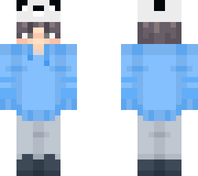 Blue Hoodie Boy with Panda Hat